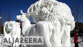 World’s snow sculpting competition begins in Colorado [upl. by Horn]