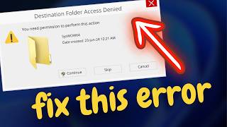 Fix Destination Folder Access Denied  You Need Permission To Perform This Action Error Windows 11 [upl. by Ahsasal721]