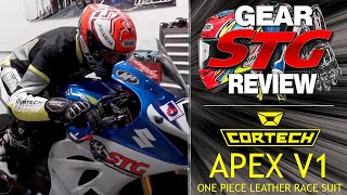 Cortech Apex V1 One Piece Leather Race Suit Review  Sportbike Track Gear [upl. by Ikciv45]