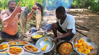 Ultimate Riverhead Stream Cookout Jamaican Plantain And Rundown By The Alligator Hole [upl. by Avla]