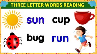 Three letter words  Three letter word reading  Reading for kids  CVC words  Three letter word [upl. by Dynah]