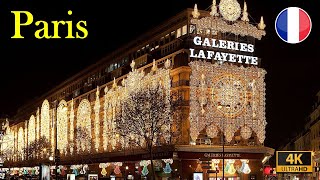 Paris France🇫🇷 – Galeries Lafayette 4KHDR  City of Lights  La Ville Lumière [upl. by Erised351]