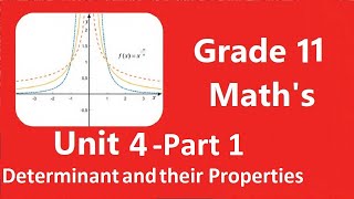 Grade 11 Maths Unit 4 Determinant and Their Properties part 1 [upl. by Samau]