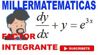 Ecuacion diferencial lineal por factor integrante 🚀 Ejemplo 2  Millermatematicas [upl. by Adelaida]