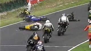 Several British Supersport riders fall at Cadwell Park 2005 [upl. by Dlaregztif]