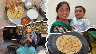 Punjabi dhaba food recipe desi style pronthe food vlog Gobi prontha [upl. by Nessim]