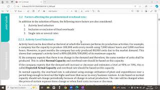 Lec21 Ch3 Overheads l Factors Affecting the Predetermined Overhead Rate l CAF3 CMA [upl. by Nichole]