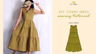 DIY Easy Tiered Dress  Sewing Patterns  Beginner Sewing   PINS N PATTERNS [upl. by Boles]