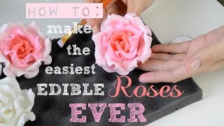 How to make the Easiest Edible Roses EVER  Bake amp Deco Warehouse [upl. by Aderfla]