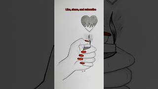 how to draw burning heart with hand Drawing Hand and Burning Heart Picture Step by Step [upl. by Madea]