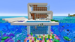 MODERNES WASSER HAUS BAU CHALLENGE in Minecraft [upl. by Ahsatal57]