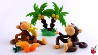 LETS CLAY Monkey tutorial  polymer clay  malpka z modeliny [upl. by Ofloda]