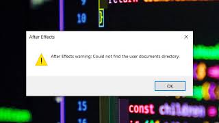 After Effects Warning Could not find the user directory file 100 fix [upl. by Randal]