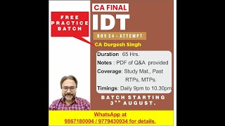 Payment of Tax  Hindi IDT FREE PRACTICE BATCH  NOV 24 L 15 [upl. by Abroms678]