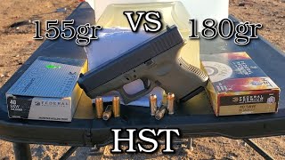 40 sampw federal hst 155gr VS 180gr in ballistics gel [upl. by Feeley]