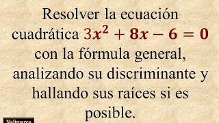 Análisis del discriminante de una ecuación cuadrática y cálculo de sus raíces  La Prof Lina M3 [upl. by Herzel485]