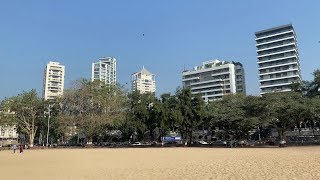 4K Walking Tour of Chowpatty Beach  Mumbai India [upl. by Jerrylee]