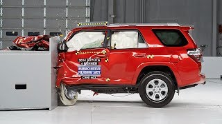 2014 Toyota 4Runner driverside small overlap IIHS crash test [upl. by Liagaba569]