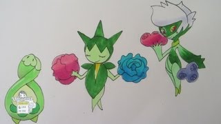 How to draw Pokemon No 406 Budew No 315 Roselia No 407 Roserade [upl. by Tilda]