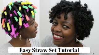 Straw Set Curls  Natural Hair 3c4a  MissT1806 [upl. by Nevuer670]