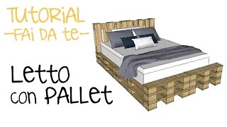 PROGETTARE LETTO CON PALLET  progetto con bancali fai da te tutorial pallet [upl. by Idnyc]