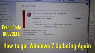 windows 7 Update Fix 80072EFE Fresh install but cant update Solution [upl. by Eylhsa437]