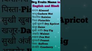 Dry Fruits Name in English and Hindi [upl. by Derril]