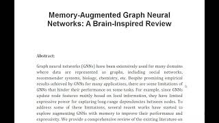 Memory Augmented Graph Neural Networks A Brain Inspired Review [upl. by Doti]