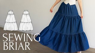 DIY Easy Maxi Tiered Ruffle Skirt  Sewing Pattern [upl. by Ytisahc]