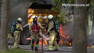 Trekker in de brand in Drentse Loon [upl. by Tegdig]