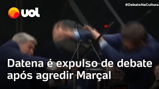 Datena agride Pablo Marçal com cadeirada e é expulso Cena absurda diz apresentador da TV Cultura [upl. by Drofla]