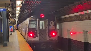 BMT Canarsie Line R143 L Train ride from 14 Street6 Av to Myrtle AvWyckoffs [upl. by Aicercul]