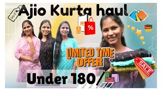 Ajio Kurta haul 🛍️ Ajio sale  kurtas for college office wear  telugu  shopping Likithahere [upl. by Akin]