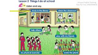 Grade 3 English အင်္ဂလိပ်စာ သင်ရိုးသစ်  Unit 5 lesson 2 နားထောင်၍လိုက်ပြောပါ [upl. by Attenev851]