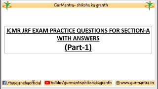 ICMR EXAM GENERAL SCIENCE PART 1 [upl. by Czarra]