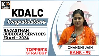 Success story of RJS CHANDNI JAIN Rank99  RJS  Strategy For Rajasthan Judicial Exam  KDALC [upl. by Llenrep]