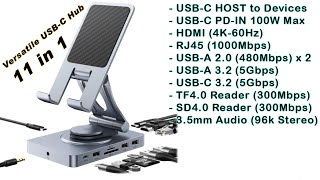 Versatile USB C Hub 11 in 1 Rotatable USB C Docking Station [upl. by Milt]