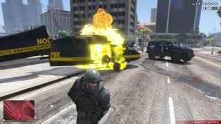 GTA 5  Ballistic Juggernaut Armor Suit Minigun Rampage  Six Star Escape [upl. by Onaivlis]