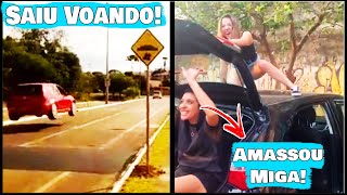 Quebra mola Invisivel  Elas insistem em DANÇAR em CIMA do CARRO  Memes de carros engraçados [upl. by Aneeuq842]