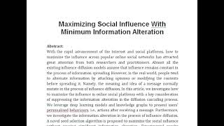 Maximizing Social Influence With Minimum Information Alteration [upl. by Tabitha886]