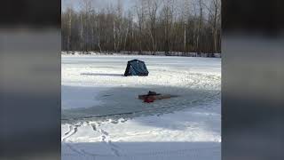 Homemade Ice Carousel on Frozen Michigan Pond [upl. by Mcfarland164]