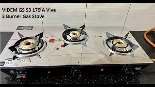 Videm 3 Burner Stainless Steel Gas Stove Unboxing and Review  Videm GS S3 179A Best Gas Stove [upl. by Anitsirhk]