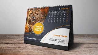 How to Design Desk Calendar 2024 In Adobe Photoshop [upl. by Uaeb706]