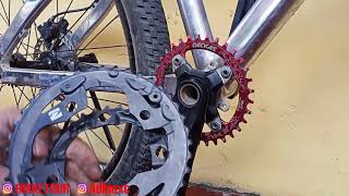 CARA GANTI CRANK TRIPLE CHAINRING JADI SINGLE SPEED  crankset tutorial [upl. by Nnayelsel]