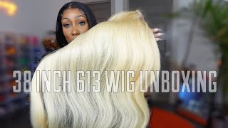 38 INCH 613 LACE FRONTAL WIG UNBOXING FABEAUTY ON ALIEXPRESS WIG AFFORDABLE THICK 613 WIG [upl. by Esorbma]