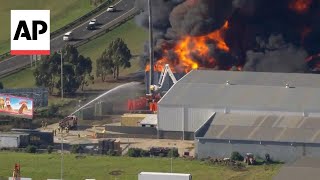 Chemical explosion sparks large fire at a factory in Melbourne [upl. by Prescott]