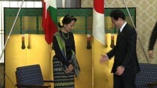 Aung San Suu Kyis first visit to Japan in 27 years [upl. by Sauer]