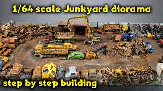 Building large Junkyard diorama 164 scale entire process [upl. by Nauqet669]