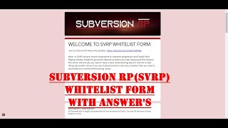 SVRPSubversion RP Whitelist Form GTA5 Roleplay  Slayers Groot [upl. by Asin]