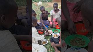 African village life African kids having lunch shortfeed africa [upl. by Sang]